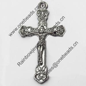 Pendant, Zinc Alloy Jewelry Findings, Cross, 19x33mm, Sold by Bag