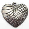 Pendant, Zinc Alloy Jewelry Findings, Heart, 24x23mm, Sold by Bag