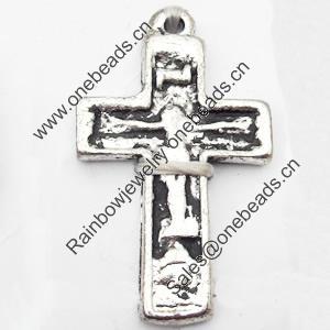 Pendant, Zinc Alloy Jewelry Findings, Cross, 24x39mm, Sold by Bag