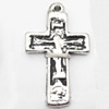 Pendant, Zinc Alloy Jewelry Findings, Cross, 24x39mm, Sold by Bag