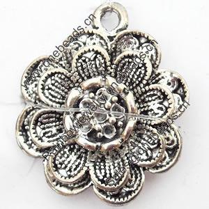 Pendant, Zinc Alloy Jewelry Findings, Flower, 22x27mm, Sold by Bag