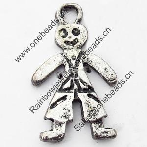 Pendant, Zinc Alloy Jewelry Findings, boy, 17x28mm, Sold by Bag