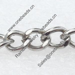 Iron Jewelry Chains, Lead-free Link's size:6.9x5.2mm, thickness:1mm, Sold by Group