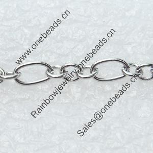 Iron Jewelry Chains, Lead-free Link's size:3.5x6mm,3x3mm, thickness:0.3mm,0.1mm, Sold by Group