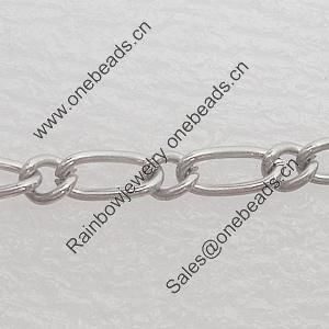 Iron Jewelry Chains, Lead-free Link's size:3.5x7.5mm 3.5x4mm, thickness:0.5mm, Sold by Group 