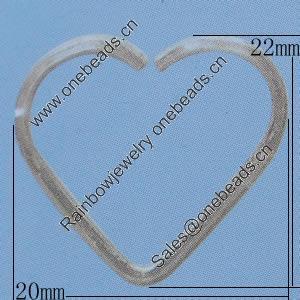 Iron Jumprings, Lead-Free Split, Heart, 20x22mm, Sold by Bag
