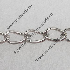Iron Jewelry Chains, Lead-free Link's size:6.8x3.8mm, thickness:0.5mm, Sold by Group