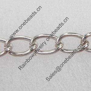 Iron Jewelry Chains, Lead-free Link's size:8.9x5.6mm, thickness:1mm, Sold by Group
