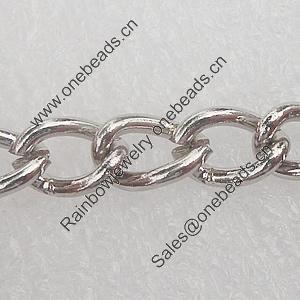 Iron Jewelry Chains, Lead-free Link's size:7.6x5.3mm, thickness:1mm, Sold by Group