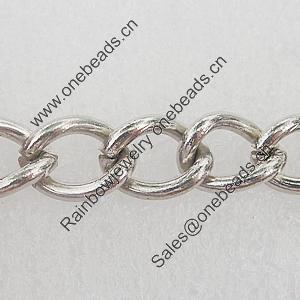 Iron Jewelry Chains, Lead-free Link's size:9.4x7.0mm, thickness:1.2mm, Sold by Group