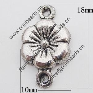 Connectors, Zinc Alloy Jewelry Findings, Flower 10x18mm Hole:1.5mm, Sold by Bag