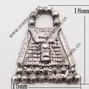 Pendant, Zinc Alloy Jewelry Findings, 15x18mm Hole:3.5mm, Sold by Bag