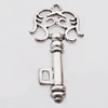 Pendant, Zinc Alloy Jewelry Findings, Key 29x54mm Hole:3mm, Sold by Bag