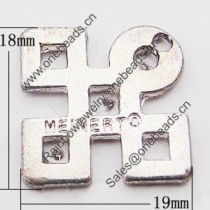 Pendant, Zinc Alloy Jewelry Findings, 19x18mm Hole:1.5mm, Sold by Bag