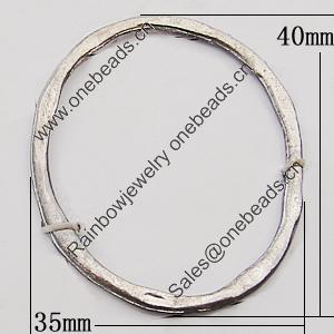 Donut, Zinc Alloy Jewelry Findings, O:35x40mm I:31x37mm, Sold by Bag