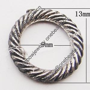 Donut, Zinc Alloy Jewelry Findings, O:13mm I:9mm, Sold by Bag