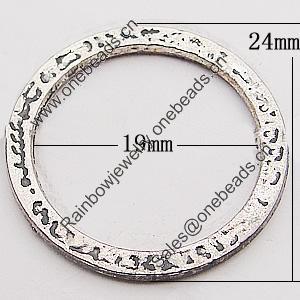 Donut, Zinc Alloy Jewelry Findings, O:24mm I:19mm, Sold by Bag
