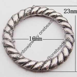 Donut, Zinc Alloy Jewelry Findings, O:23mm I:16mm, Sold by Bag