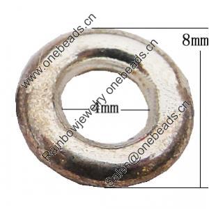 Donut, Zinc Alloy Jewelry Findings, O:8mm I:4mm, Sold by Bag
