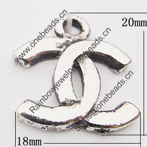 Pendant, Zinc Alloy Jewelry Findings, 18x20mm Hole:2mm, Sold by Bag