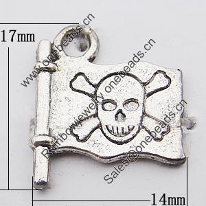 Pendant, Zinc Alloy Jewelry Findings, Flag 14x17mm Hole:2mm, Sold by Bag