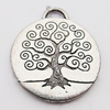 Pendant, Zinc Alloy Jewelry Findings, Flat Round 24x27mm Hole:2mm, Sold by Bag