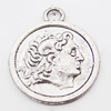 Pendant, Zinc Alloy Jewelry Findings, Flat Round 21x25mm Hole:3mm, Sold by Bag