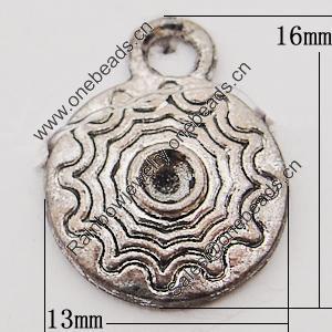 Pendant, Zinc Alloy Jewelry Findings, Flat Round 13x16mm Hole:2mm, Sold by Bag