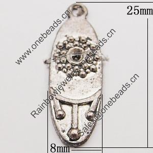 Pendant, Zinc Alloy Jewelry Findings, 8x25mm Hole:1.5mm, Sold by Bag