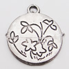 Pendant, Zinc Alloy Jewelry Findings, Flat Round 18x21mm Hole:2mm, Sold by Bag