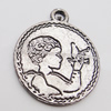 Pendant, Zinc Alloy Jewelry Findings, Flat Round 18x21mm Hole:2mm, Sold by Bag