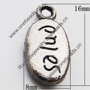 Pendant, Zinc Alloy Jewelry Findings, 8x16mm Hole:2mm, Sold by Bag