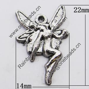 Pendant, Zinc Alloy Jewelry Findings, 14x22mm Hole:1.5mm, Sold by Bag