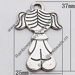 Pendant, Zinc Alloy Jewelry Findings Lead-free, 25x37mm Hole:1mm, Sold by Bag
