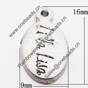 Pendant, Zinc Alloy Jewelry Findings, 9x16mm Hole:1mm, Sold by Bag
