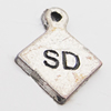 Pendant, Zinc Alloy Jewelry Findings, Diamond 12x15mm Hole:1mm, Sold by Bag