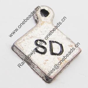 Pendant, Zinc Alloy Jewelry Findings, Diamond 12x15mm Hole:1mm, Sold by Bag
