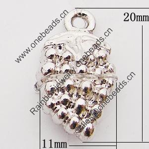 Pendant, Zinc Alloy Jewelry Findings, Grape 11x20mm Hole:2mm, Sold by Bag