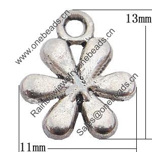 Pendant, Zinc Alloy Jewelry Findings, Flower 11x13mm Hole:1.5mm, Sold by Bag