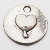 Pendant, Zinc Alloy Jewelry Findings, Flat Round 15mm Hole:2mm, Sold by Bag