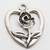 Pendant, Zinc Alloy Jewelry Findings, Heart 16x18mm Hole:1.5mm, Sold by Bag