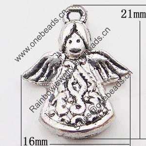 Pendant, Zinc Alloy Jewelry Findings, 16x21mm Hole:2mm, Sold by Bag