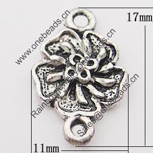 Connectors, Zinc Alloy Jewelry Findings, Flower 11x17mm Hole:1.5mm, Sold by Bag