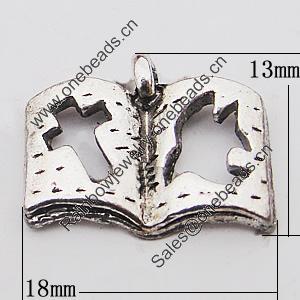 Pendant, Zinc Alloy Jewelry Findings, Book 18x13mm Hole:1.5mm, Sold by Bag