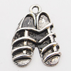 Pendant, Zinc Alloy Jewelry Findings, Shoes 15x20mm Hole:1.5mm, Sold by Bag