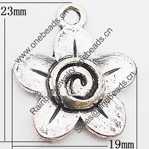 Pendant, Zinc Alloy Jewelry Findings, Flower 19x23mm Hole:2mm, Sold by Bag