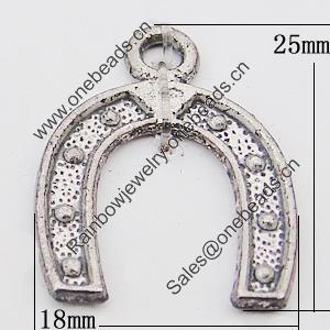 Pendant, Zinc Alloy Jewelry Findings, 18x25mm Hole:3mm, Sold by Bag