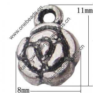 Pendant, Zinc Alloy Jewelry Findings, Flower 8x11mm Hole:1.5mm, Sold by Bag