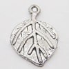 Pendant, Zinc Alloy Jewelry Findings, Leaf 15x22mm Hole:1.5mm, Sold by Bag