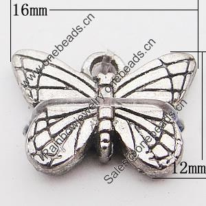 Pendant, Zinc Alloy Jewelry Findings, Butterfly 16x12mm Hole:1.5mm, Sold by Bag